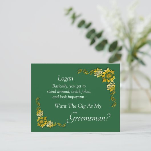 Will You Be My Groomsman? Emerald Green & Gold (スタンド正面)