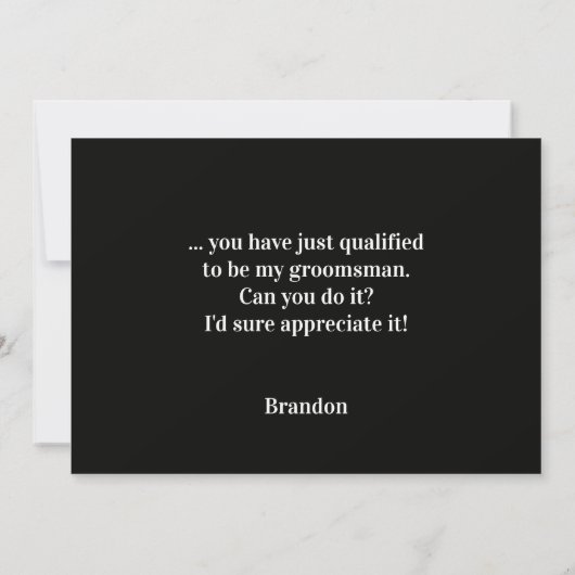 Will You Be My Groomsman Funny Digital Card 招待状 (裏面)