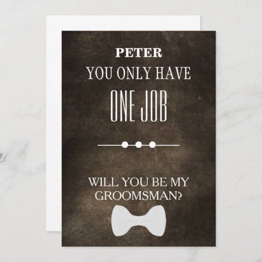 Will  You  Be My Groomsman? Invitation 招待状 (正面/裏面)