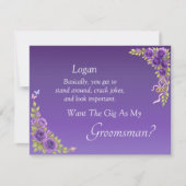 Will You Be My Groomsman? Purple Mauve Flowers (正面)