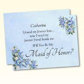 Will You Be My Maid of Honor? Blue Peony Card
