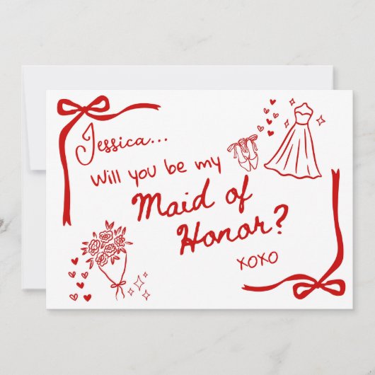 Will you be my Maid of Honor Card Invitation 招待状 (正面)