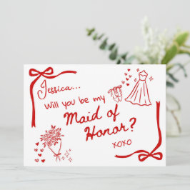 Will you be my Maid of Honor Card Invitation 招待状