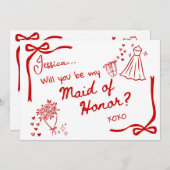 Will you be my Maid of Honor Card Invitation 招待状 (正面/裏面)