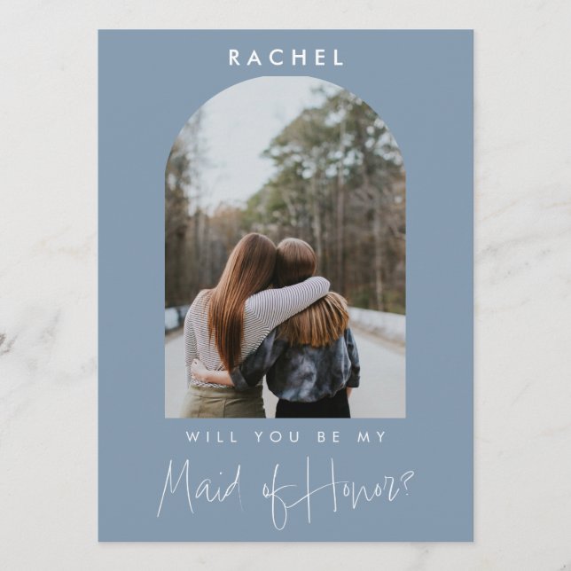 Will you be my Maid of Honor Dusty Blue Photo  (正面)