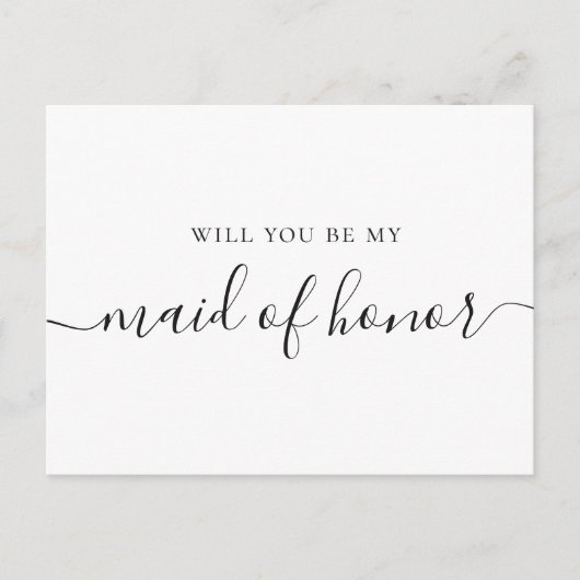 Will You Be My Maid of Honor | Minimalist Proposal インビテーションポストカード (正面)