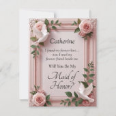 Will You Be My Maid of Honor? Pink Roses & Doves (正面)
