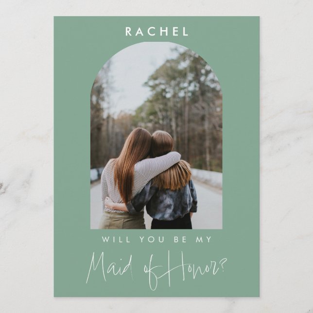 Will you be my Maid of Honor Sage Green Photo  (正面)