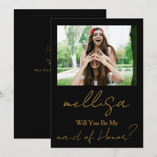 Will You Be My Maid of Honor Simple Photo  招待状 (正面/裏面)