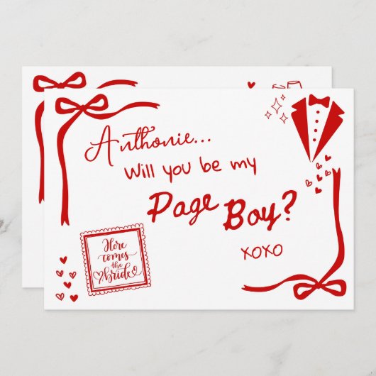 Will you be my Page Boy Card Invitation 招待状 (正面/裏面)