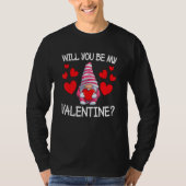 Will You Be My Valentine Gnome Heart Valentines Da Tシャツ (正面)