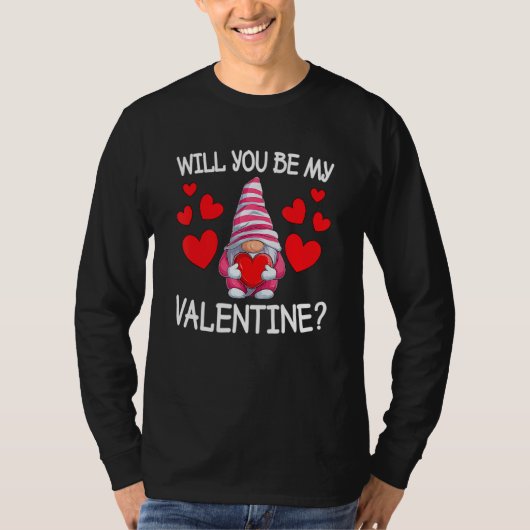 Will You Be My Valentine Gnome Heart Valentines Da Tシャツ (正面)