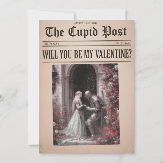 Will You Be My Valentine Newspaper Card シーズンカード (正面)