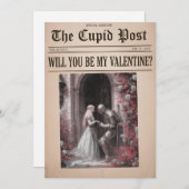 Will You Be My Valentine Newspaper Card シーズンカード (正面/裏面)