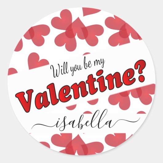 Will You Be My Valentine? | Personalize ラウンドシール (正面)