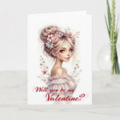 Will You Be My Valentine – Romantic Art Print カード (正面)