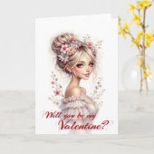 Will You Be My Valentine – Romantic Art Print カード (黄色い花)