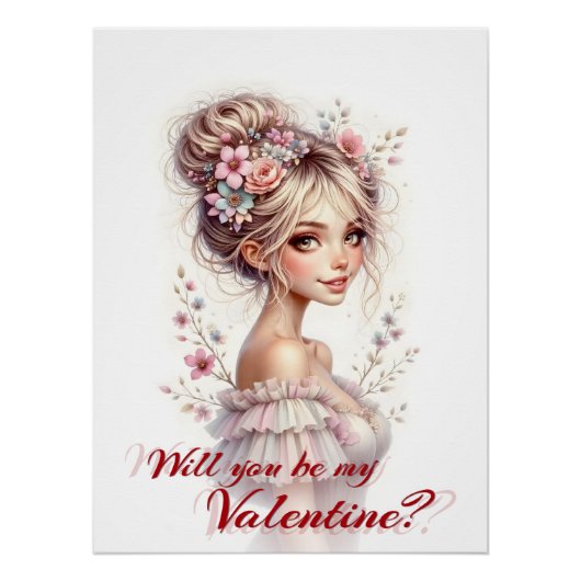 Will You Be My Valentine – Romantic Art Print ポスター (正面)