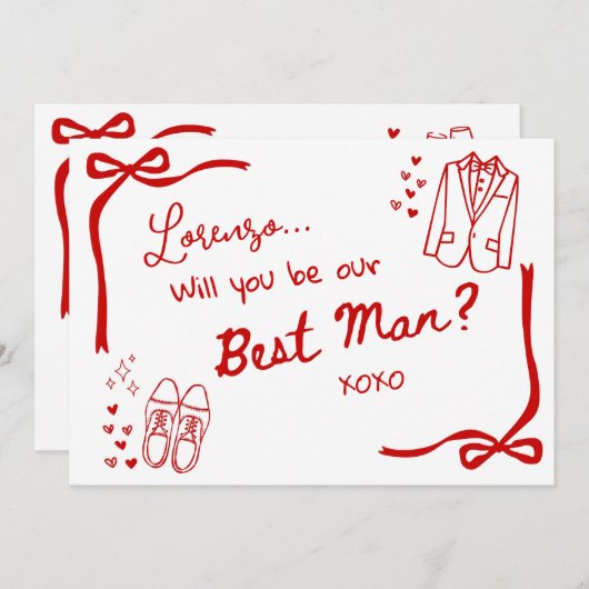 Will you be our Best Man Card Invitation 招待状 (正面/裏面)