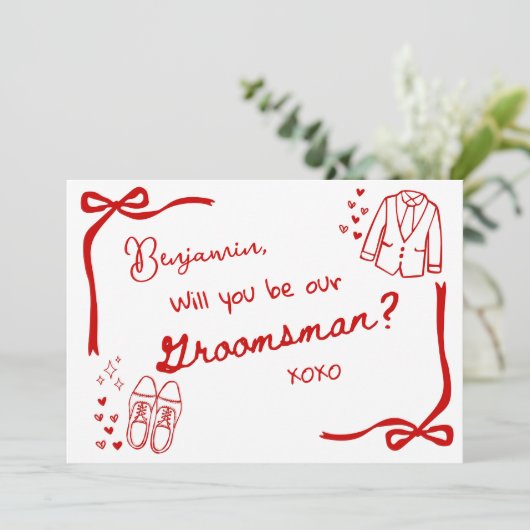 Will you be our Groomsman Card Invitation 招待状 (スタンド正面)