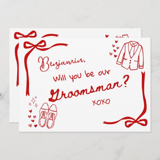 Will you be our Groomsman Card Invitation 招待状 (正面/裏面)