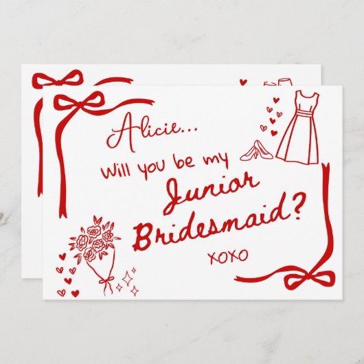 Will you be our Junior Bridesmaid Card Invitation 招待状 (正面/裏面)