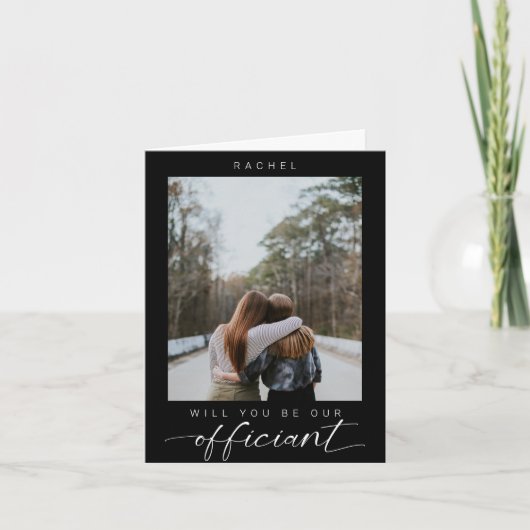 Will you be our Officiant Minimal Photo Modern 招待状 (正面)