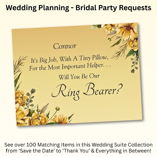 Will You Be Our Ring Bearer? Golden Yellow Flower