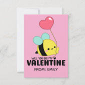 Will You Bee My Valentine Kids Card ノートカード (正面)