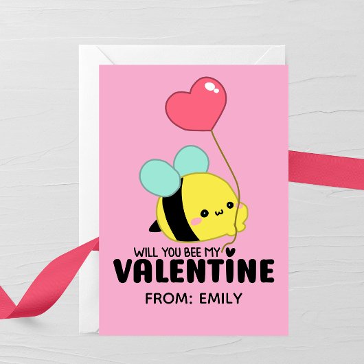 Will You Bee My Valentine Kids Card ノートカード