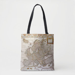 Willem Jansz Blaeuによる1617年頃のヨーロッパの古地図 トートバッグ