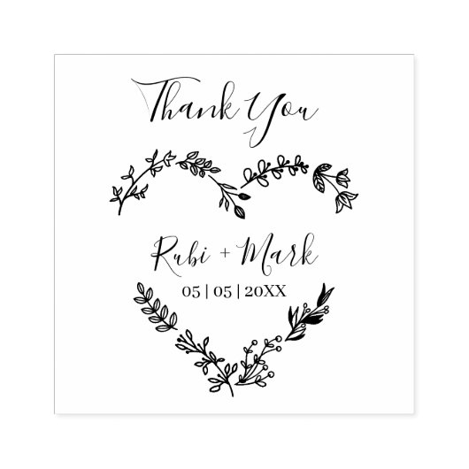 Willflowersハートとありがとう引用文 ラバースタンプ (インプリント)