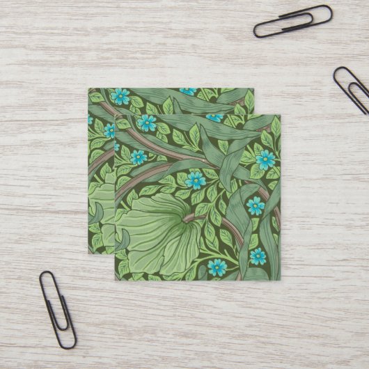 William 忘れ Morrisの壁紙-Me-Nots スクエア名刺 (正面/裏面インサイチュ)