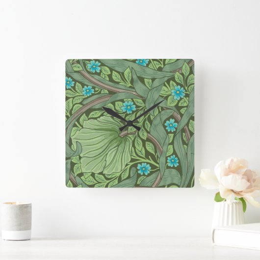 William 忘れ Morrisの壁紙-Me-Nots スクエア壁時計 (ホーム)