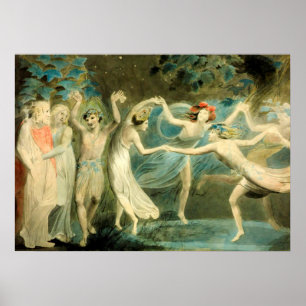 William Blake Oberon, Titania and Puck with Fairie ポスター