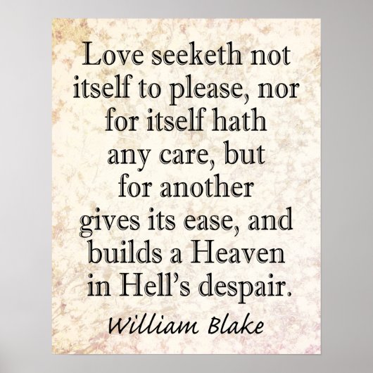 William Blake Quote - Heaven in Hell's Despair ポスター (正面)