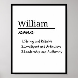 William、Boy パーソナライズされた Name Definition ポスター