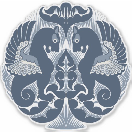 William De Morgan Blue Griffins Vinyl Sticker シール (正面)