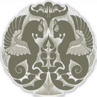 William De Morgan Green Griffins Vinyl Sticker シール