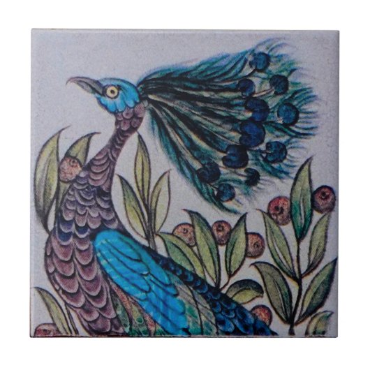 William De Morgan - Peacock - Tile 1 of 3 タイル (正面)