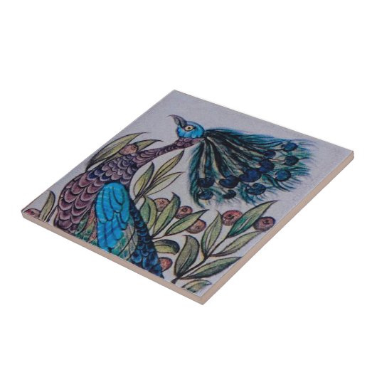 William De Morgan - Peacock - Tile 1 of 3 タイル (側面)