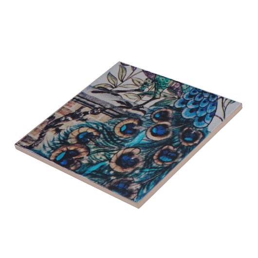 William De Morgan - Peacock - Tile 2 of 3 タイル (側面)
