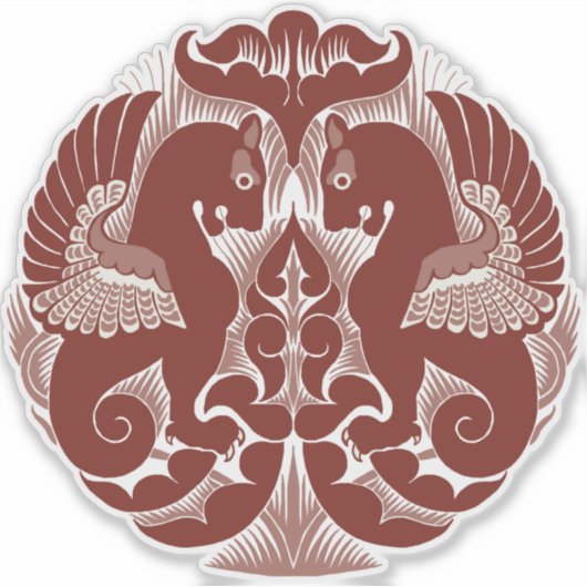 William De Morgan Red Griffins Vinyl Sticker シール (正面)
