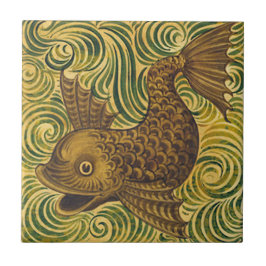 William De Morgan Repro Dolphin Tile (向離れき) タイル