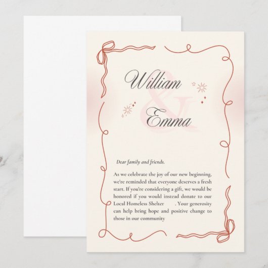 "William & Emma's Heartfelt wedding Card 招待状 (正面/裏面)