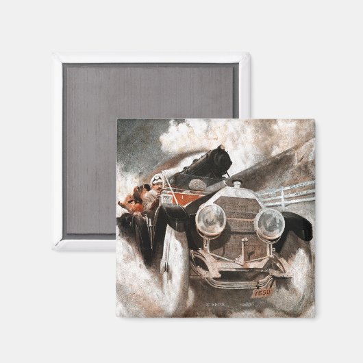 William Harnden FosterによるCar vs Train マグネット (正面/裏面)