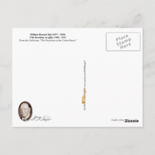 William Howard Taft - 27th President of the US ポストカード (裏面)