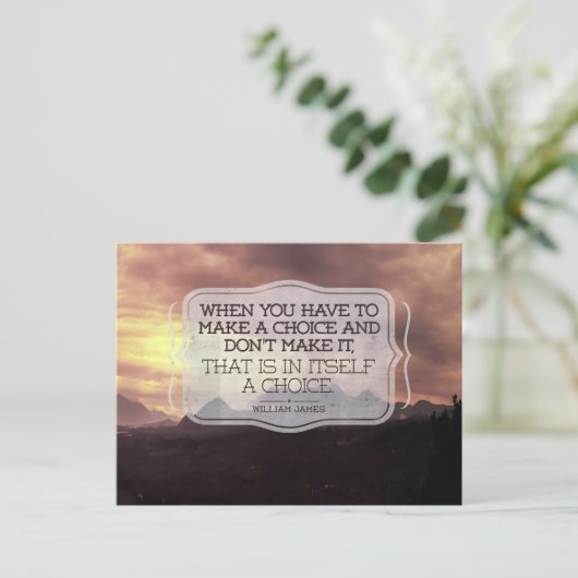 William James感動的引用文「Choice」 ポストカード (スタンド正面)