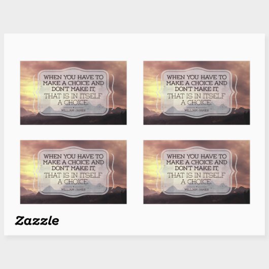 William James感動的引用文「Choice」 長方形シール (シート)
