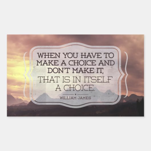 William James感動的引用文「Choice」 長方形シール (正面)